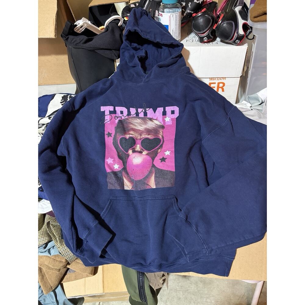 Funny Donald Trump Pink Sunglasses Bubble Gum USA Unisex Hooded Sweatshirt Navy